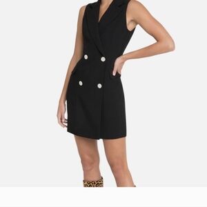 Black Halo Double-Breasted Black Mini Dress